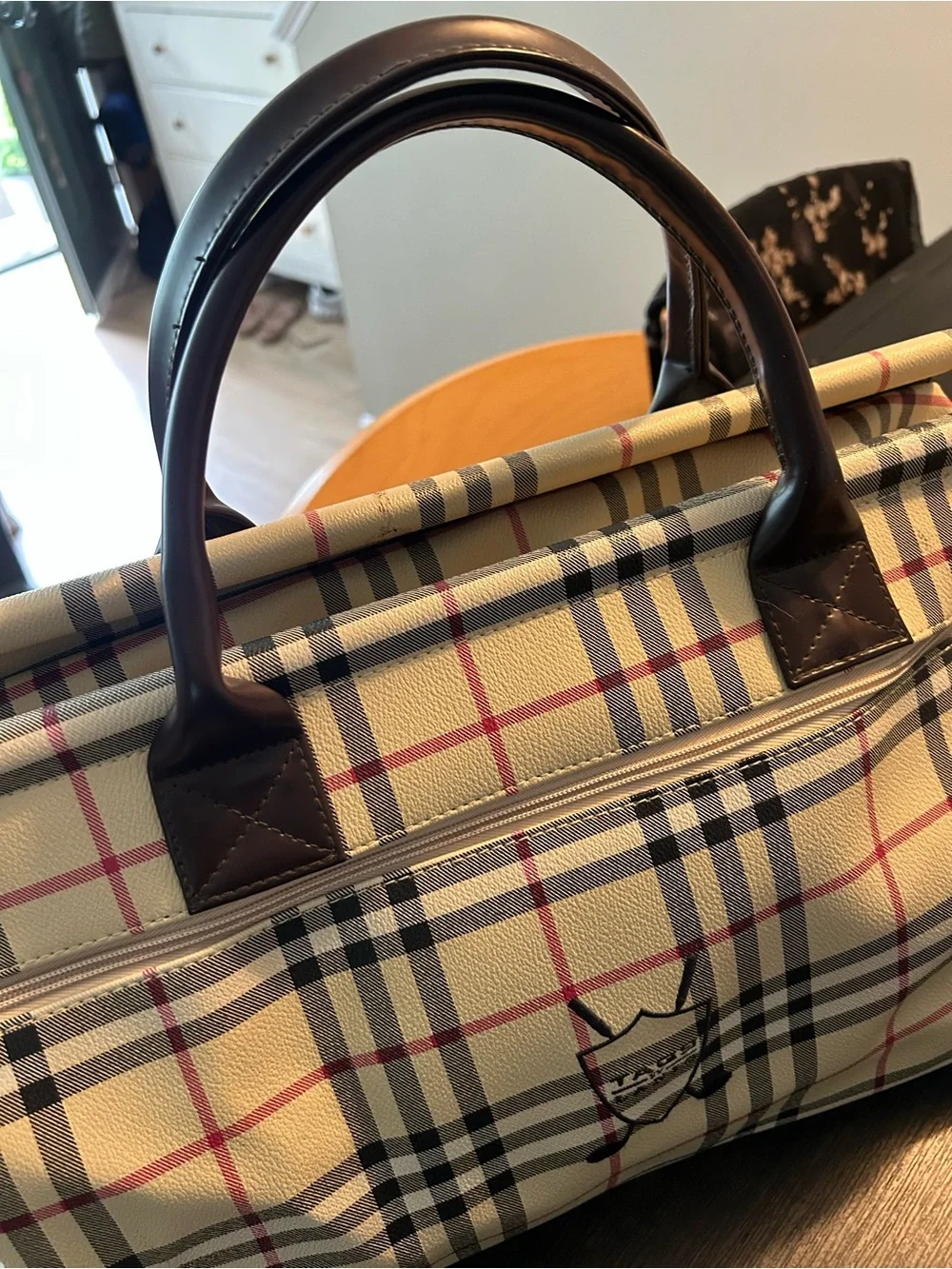 Vintage Tags by Lanig Plaid Golf Boston Travel Bag Duffel Rare